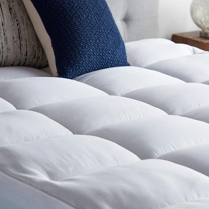 LUCID 4 Inch Down Alternative and Gel Memory Foam Mattress Topper - Three Toppers In One - Full , White