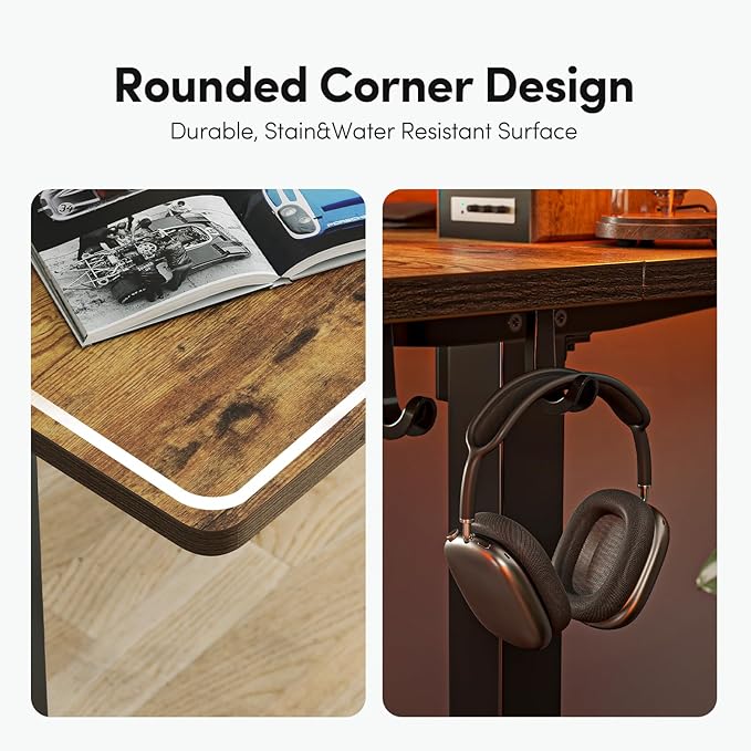 BANTI 55x24 Inches Electric Standing Desk with Drawer, Adjustable Height Sit Stand Desk, Stand Up Home Office Desk, Ergonomic Computer Desk, Rustic Brown
