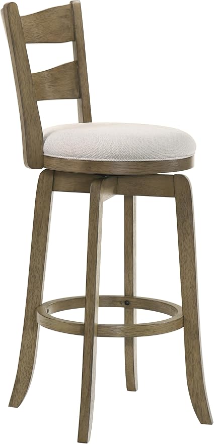 Armen Living Blair 26 in. Putty Brown Counter Height Rubberwood Swivel Barstool with Cream Fabric Seat - Set of 2