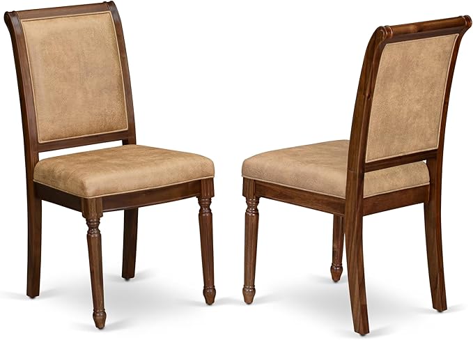 LKCY9-AWA-28 9-Piece Kitchen Table Set Includes a Dining Table and 8 Beige Polyester Fabric Dinner Chairs with High Back - Antique Walnut Finish