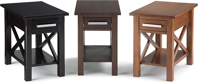 SIMPLIHOME Kitchener SOLID WOOD 14 inch Wide Rectangle Contemporary Narrow Side Table in Warm Walnut Brown for the Living Room and Bedroom