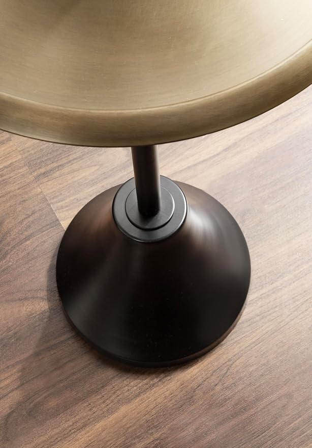 Kate and Laurel Sanzo Modern Pedestal Round Side Table; 15 x 15 x 24; Antique Brass and Black; Circle End Table with Metal Tabletop for Use as Indoor Plant Stand or Bedroom Nightstand