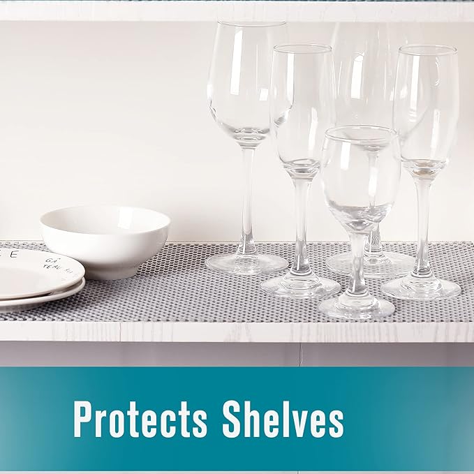 Shelf Liner, Non-Adhesive Roll Drawer Liners 12 Inches x 20 Feet, Non Slip Grip Durable Strong Clean, Shelving Liner for Kitchen cabinets,Storage, Desks, Kitchenware, Tableware, Light Gray