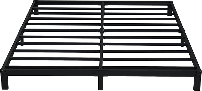 EMODA 6 Inch California King Bed Frames Heavy Duty Metal Cal King Platform with Steel Slats Support, No Box Spring Needed, Noise Free, Black