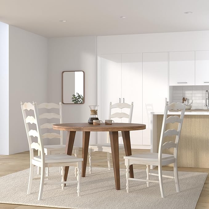 IC International Concepts Set of 2 Maine LadderBack Chairs Dining/Kitchen/Study/Balcony, Solid Wood, Parawood Construction, 20.1"W x 22.6"D x 42.1"H, Ready to Paint or Stain in Any Color, Unfinished