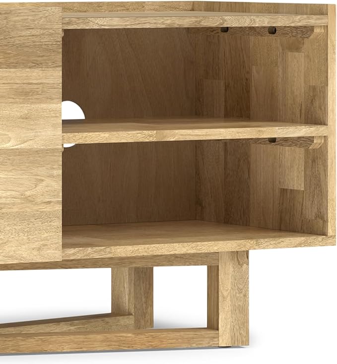 SIMPLIHOME Harrow Solid Mango Wood 60 inch Wide Contemporary Modern TV Media Stand in Natural for TVs up to 65 inches for The Living Room and Entertainment Center