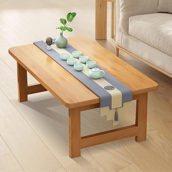 Japanese Floor Sitting Table, Folding Wood Tea Table Chabudai Japanese Coffee Table Low Table for Living Room Home Tatami Office (B 47.2 * 19.6 * 13.7 INCH)