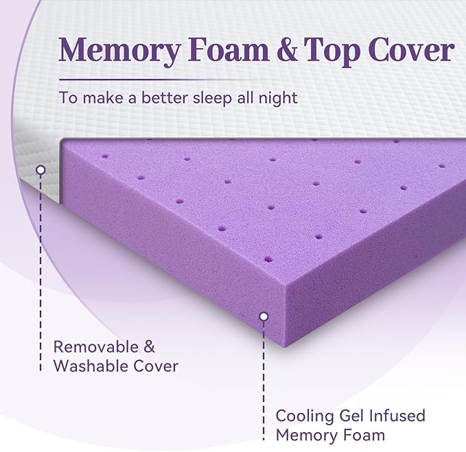 SINWEEK 3 Inch Gel Memory Foam Mattress Topper King Size, Ventilated High Density Pad for Back Pain, Bed Topper with Removable Soft Cover, CertiPUR-US Certified