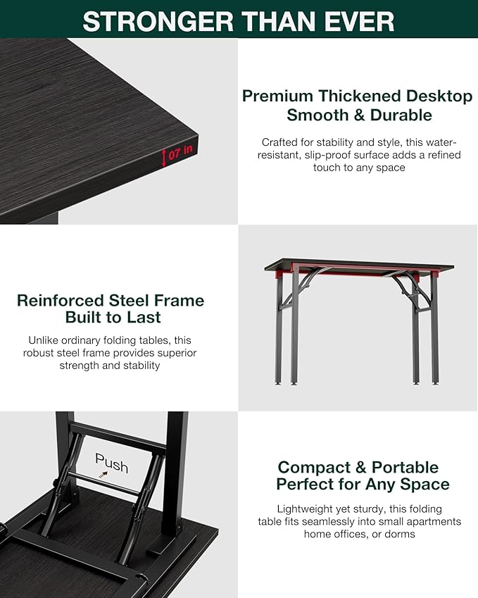 Frylr Small Folding Computer Desk – Portable 35.8 Inch Foldable Laptop Table, Collapsible and Compact for Easy Storage and Fast Setup, Lightweight for Small Spaces, Craft and Study Use,Charcoal Wenge