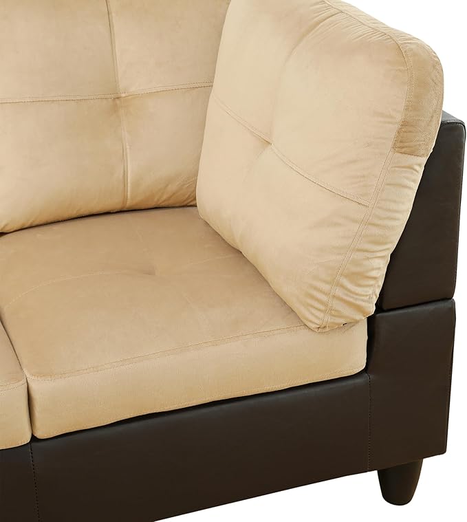 NicBex Sectional Couch 3 Pieces Sofa Set with Left Chaise Lint PVC L Shaped Cloud Couch for Living Room Furniture Sets with Storage Ottoman, Modular Sofa for Living Room & Apartment, Beige+Black