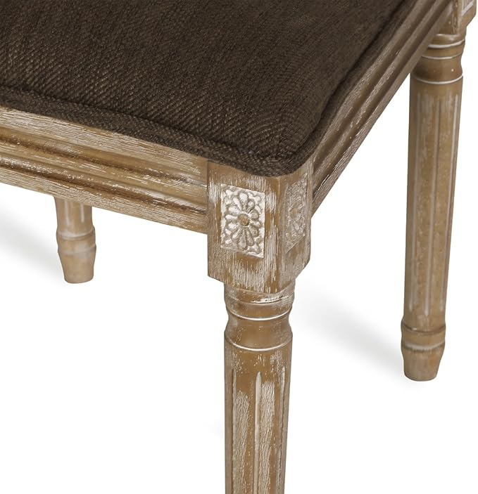 Merax Upholstered Solid Wood Dining Chairs Set of 2, French Country Style Accent Side Seating Furniture for Kitchen, Living Room, Wicker Back, Brown