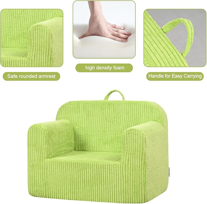 Kids Sofa, 2-in-1 Comfy Toddler Couch,Soft Sherpa Fold Out Toddler Chair for Boys and Girls (Green)