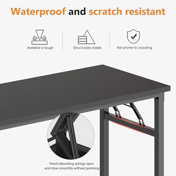 DlandHome 47 inches Folding Table Computer Desk Portable Activity Conference Table Home Office Desk, Fully Assembled Black DND-ND5-120BB