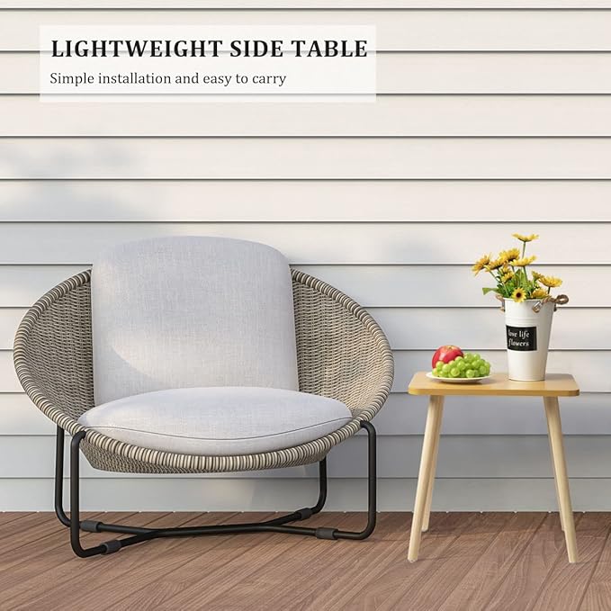 FORAOFUR Side Table, Modern End Table, Wooden Small for Living Room, Bedroom and Balcony, Rectangular Accent Table Home Decor, Easy Assembly