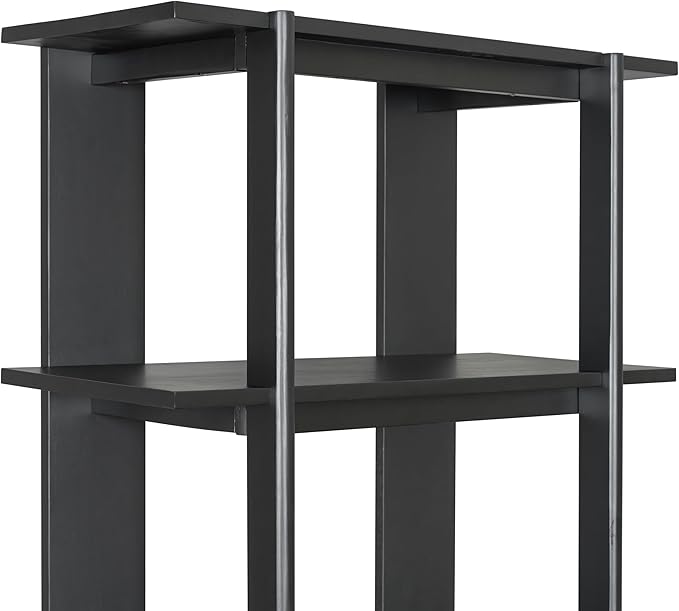 Christopher Knight Home Milio Modern 4 Shelf Bookcase, Acacia Solid Wood Book Organizer with Non-Slip Foot Pads, Sturdy Open Storage Shelf, Big Book Shelf, Floor Standing Unit, 70.20'' Height, Black