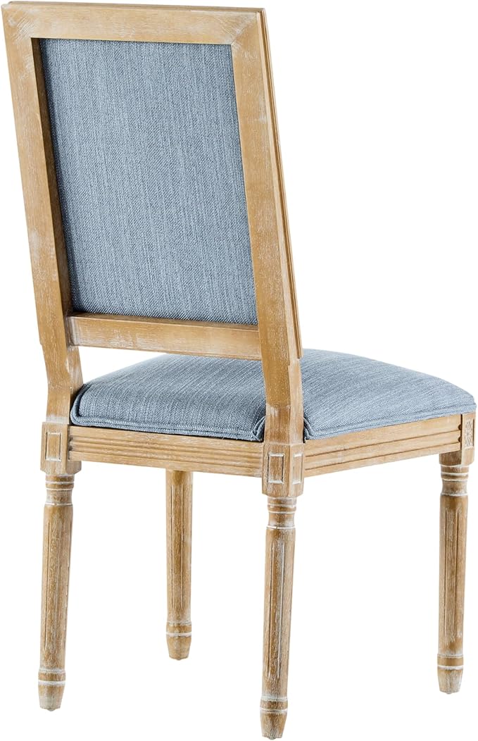 Christopher Knight Home Regina French Country Dining Chairs Set of 2, Wooden Dining Room Chair, High Back Kitchen Side Chair, Fabric Upholstered Armless Extra Seat, Slate Blue