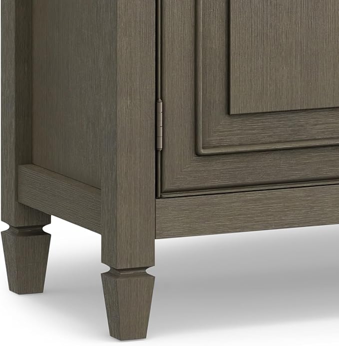 SIMPLIHOME Connaught 40-inch Wide Solid Wood Storage Cabinet in Farmhouse Grey for Entryway, Living Room, Organizer for Hats, Gloves, Shoes, Keys, Slim Design, Traditional Style