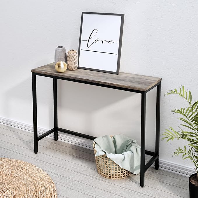 39.4” Console Table, Hallway Entrance Table Sofa Table Behind Couch, for Living Room, Entryway, Easy Assembly, Accent Table, Grey