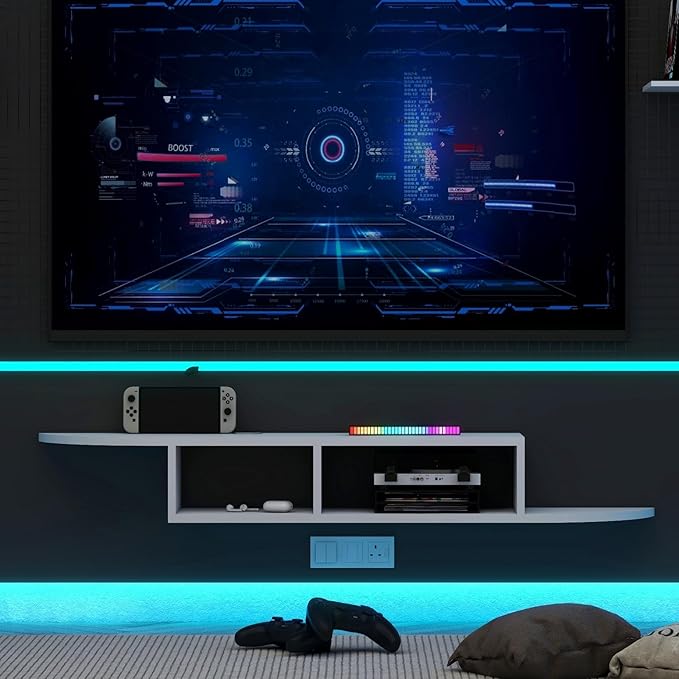 GHC Floating TV Stand, Wall Mounted Entertainment Center and Cabinet Shelf, TV Console with Storage, Media Console for DVD Player, Space-Saving Under TV Shelf for Bedroom, Living Room (White)