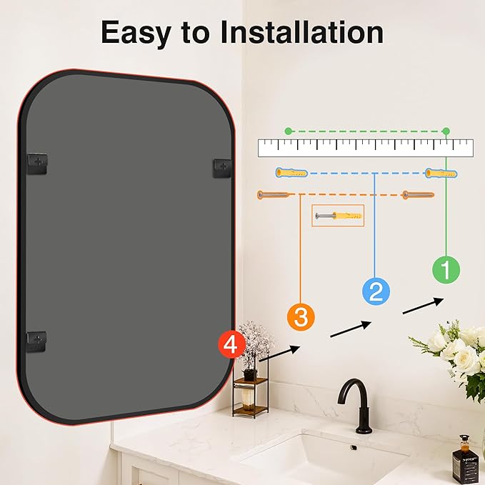 Bathroom Mirrors for Over Sink, 28x40 Black Vanity Mirror for Bathroom Sink, HD Shatterproof Squircle Wall Mirror for Bathroom Washroom Lavatory Restroom Metal Frame