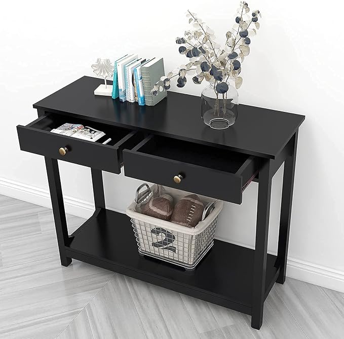 TaoHFE Black Console Table, 39.4"x11.8"x31.5"(L*W*H)