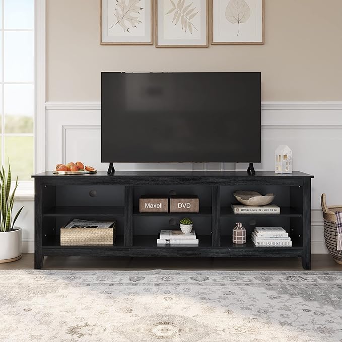 Panana TV Stand, Moden 6 Cubby TV Stand for 75 inch TV, Farmhouse Television Stands Entertainment Center Media Stand with Storage TV Table Stand for Living Room
