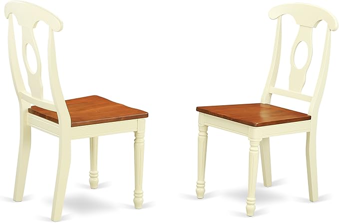 East West Furniture PLKE5-WHI-W 5 Piece Dining Table Set for 4 Includes an Oval Kitchen Table with Butterfly Leaf and 4 Kitchen Dining Chairs, 42x78 Inch, Buttermilk & Cherry