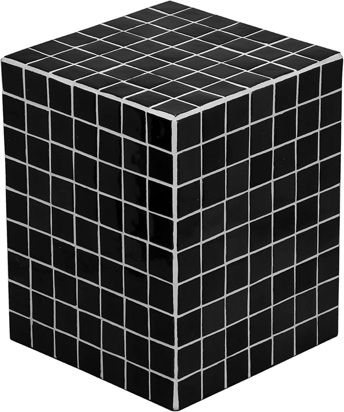 JONATHAN Y END2000L Callista 18" Modern Bohemian Ceramic Tiled Rectangle End Table, Side Table, Accent Table for Living Room, Bedroom, Black/White