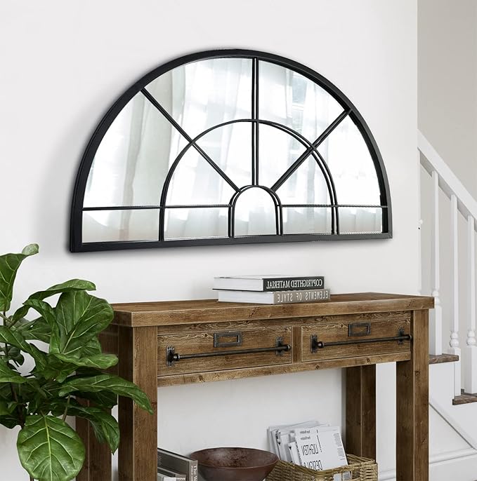 WAMIRRO Arched Window Pane Mirror Decor,Farmhouse Mantel Mirrors for Fireplace/Living Room,24"X40"