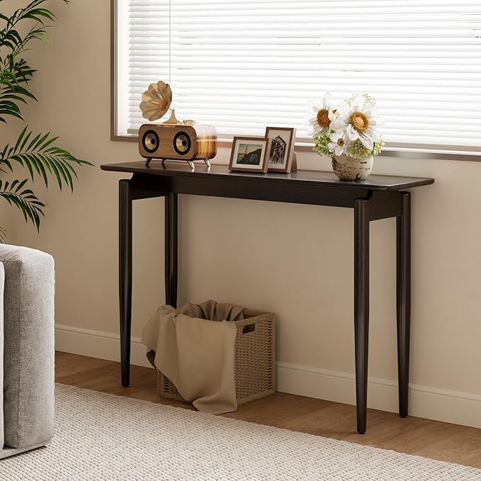 Wood Console Table Walnut Entryway Table, Thin Console Table, Sofa Tables for Living Room (47.2'')