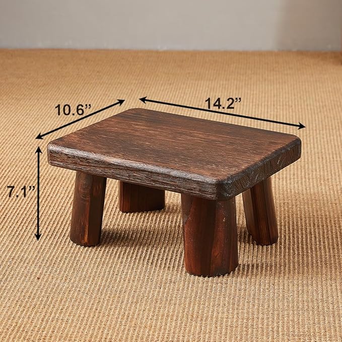Wooden Stool, Bedside Step Stool, Step Ladder for Kitchen & Bathroom, Foot Rest Stool, Super Sturdy Hold Up to 500 LBS (14.2"x10.6"x7.1")