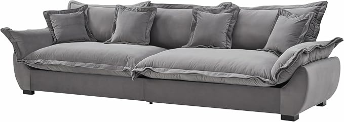 126 Inch Sailing Design Modular Sectional Cloud Sofa with Storage, Modern Deep Seat Couch w/Throw Pillows & Removable Backrest for Living Room Bedroom Apartment,Grey