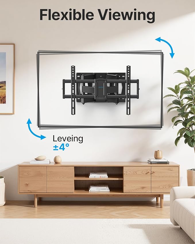 Full Motion TV Wall Mount for 37-85 Inch TVs Mounts Up to 132lbs, Fit 16" Wood Stud, Max VESA 600x400mm, Swivel and Tilt Articulating Wall Mount TV Bracket,Fit Most 55+ 65 70 75 inch TVs