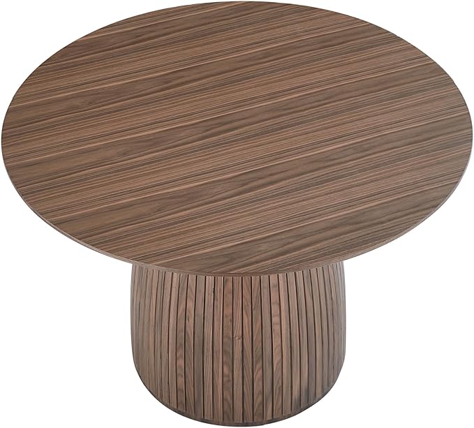 Modern Wooden Mushroom-Shape Round Dining Table, Home Kitchen Furniture Diningtable Natural Wood Grain Variation Tabletop and Circular Leg for Living Space