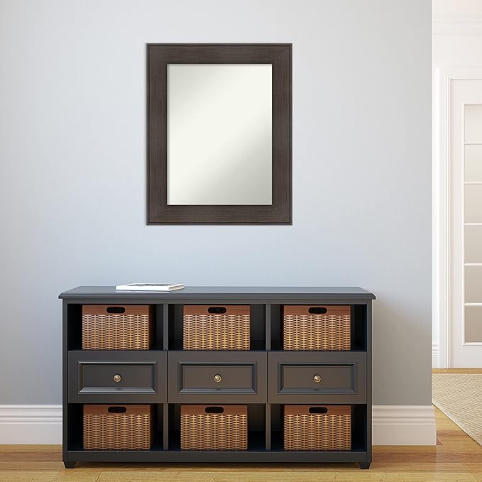 Amanti Art Bronze Bathroom Mirror for Over Sink, 28x22 William Mottled Bronze Narrow Rectangle Vanity Mirror, Medium Casual Frame, Hangs Horizonally and Vertically, Bathroom Wall Decor, Non-Beveled