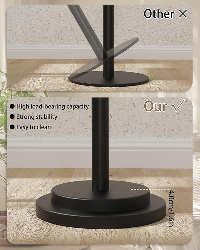 Small Side Table, Height Adjustable Nightstand, Square Indoor Metal Plant Stand, for Living Room, Bedroom, Office, Bathroom, 1 Pack, Black, GBZ001RB-1