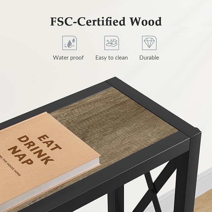 70" Sofa Tables Narrow Long, Behind Couch Table with Oulets & USB Ports, Industrial Long Skinny Stand for Entryway,Hallway, Living Room, Bedroom 7.9" D x 70" W x 24.8" H
