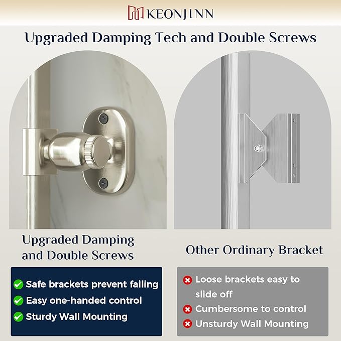 Keonjinn 40 x 30 Inch Large Pivot Mirror, Brushed Nickel Pivot Mirror Bathroom, Beveled Tilt Mirrors Bathroom for Over Sink, Rounded Corner Farmhouse Tilting Mirrors Wall Mount (Horizontal/Vertical)