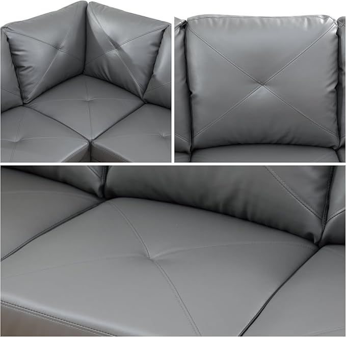 L-Shaped Sectional Sofa, Modern Sectional Couches Home Sofas for Living Room with Movable Chaise, Modular Living Room Sets Furniture for Apartment Bedroom & Office, Dark Grey