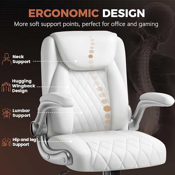 COMHOMA Leather Office Chair Ergonomic Computer Gaming Chair with Comfy Back Support, Executive Mid-Back,Small Gmaing Chair with Adjustable Armrests, for Short People Use, Rolling Swivel for Adults