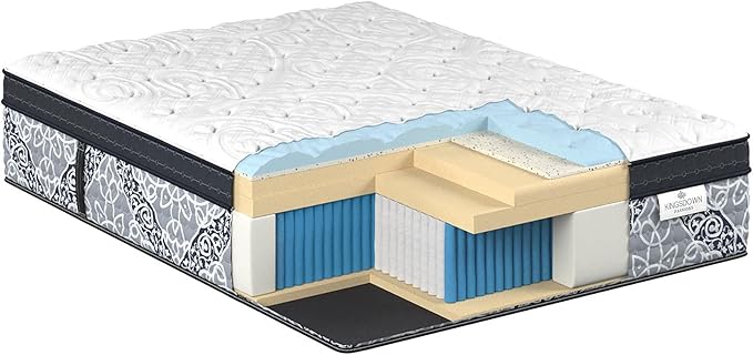 Kingsdown Passions Kelbrooke 16" Plush Euro Pillow Top Hybrid Mattress Full, Cool Gel Memory Foam Layer Motion Isolation Quilted Top Premium Mattress