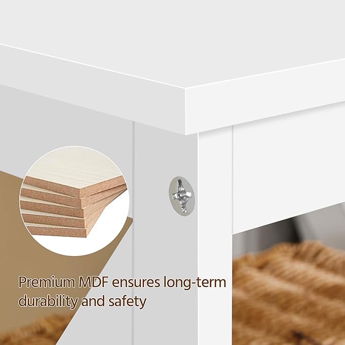 Yaheetech End Tables Set of 2, 3-Tier Side Tables with Storage for Living Room, Sturdy X Design Wooden Large Sofa Side Table Storage Cabinet with Shelves, 16x16x24’’(LxWxH), White