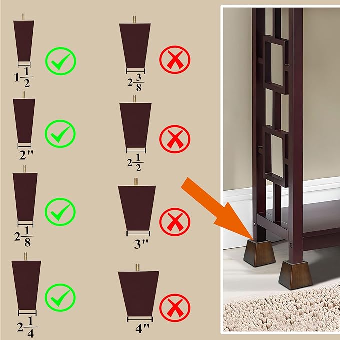 Sopicoz Wooden Furniture Risers Tapered Bed Risers (Brown 4pcs, 4 inch Pyramid)