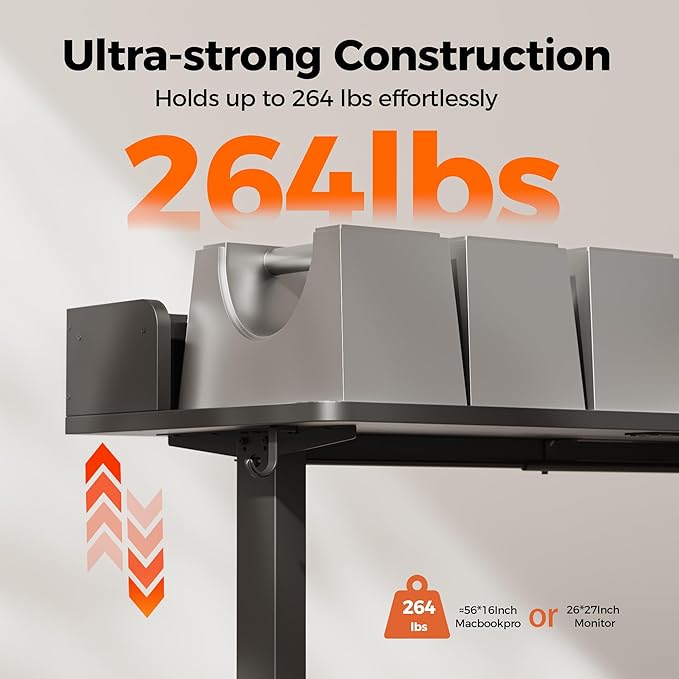 Agilestic L Shaped Standing Desk, Corner Desk with Monitor Shelf, Adjustable Height Gaming Table, Sit Stand Up Table, 63 x 55 Inch Home Office Computer Workstation, Splice Board, Black