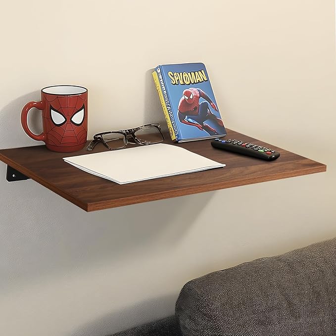 Kaboon Universal Tabletop 40"x18", Solid One-Piece Melamine Table Top, Double L-Desk Floating Desk DIY, Home and Office,Dark Walnut