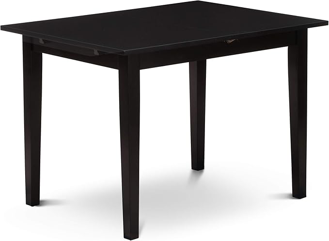 East West Furniture NOBR3-BLK-17 3 Piece Dining Room Table Set Contains a Rectangle Kitchen Table with Butterfly Leaf and 2 Light Sable Linen Fabric Parson Chairs, 32x54 Inch, Black