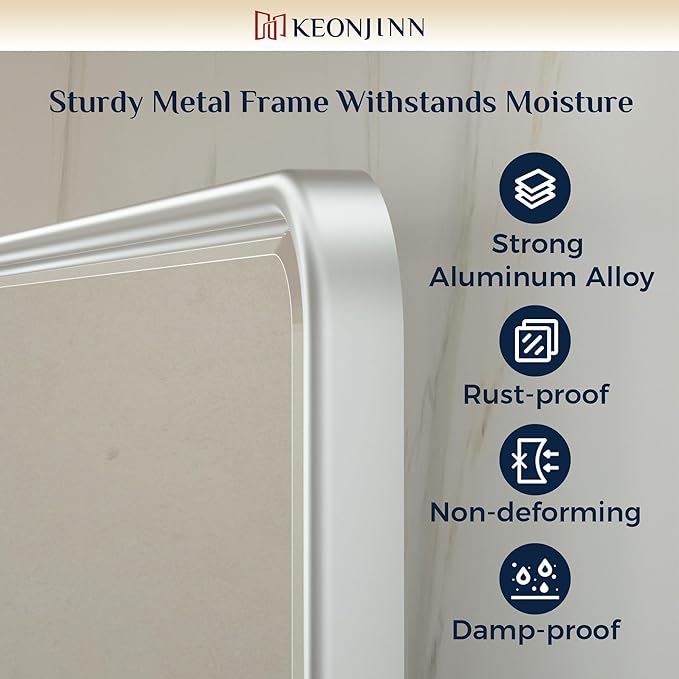 Keonjinn 20 x 30 Inch Tilt Mirror Bathroom, Satin Nickel Metal Pivot Mirror for Bathroom, Silver Beveled Fixed Tilt Mirrors for Over Sink, Modern Tilting Mirrors Wall Mounted (Horizontal/Vertical)