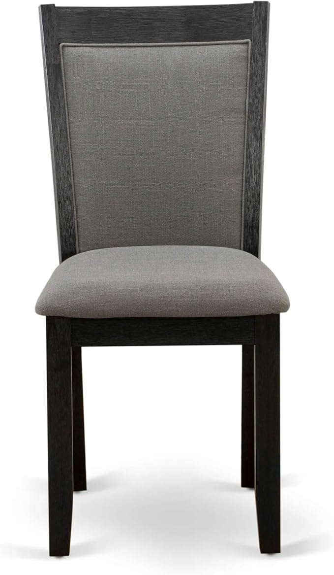 X12MZ-006-50 - 13-piece Dining Room Table Set a Rectangular Kitchen Table and 12 Dark Gotham Grey Linen Fabric Dining Chair, 39x120 Inch, Wire Brushed Black