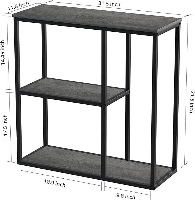 WOHOMO Console Table, 12 Inch Narrow Entryway Table with 3-Tier Storage Shelves 31.5 Inch Industrial Sofa Table Small Hallway Table for Living Room Grey
