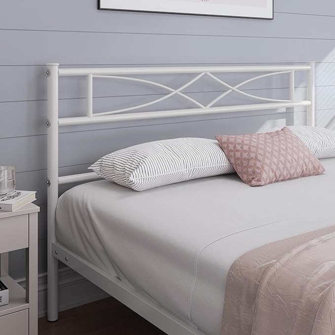 Yaheetech Metal Full Size Bed Frame, Platform Bed Frame, Mattress Foundation with Curved Design Headboard & Footboard, NO Box Spring Needed, Heavy-Duty Support, Easy Assembly, Full, White